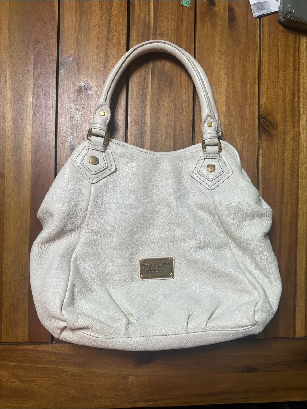 Marc by Marc Jacobs Classic Q Fran White Pebbled Leather with Gold Hardware Hobo - Picture 2 of 13